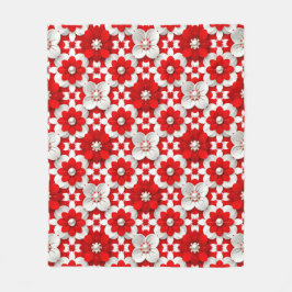 Cobertor De Velo Padrão de Flor Elegante Vermelha e Branca para Dec