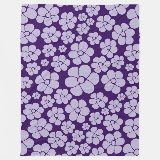 Cobertor De Velo Padrão de Flor - Roxo (Frente)