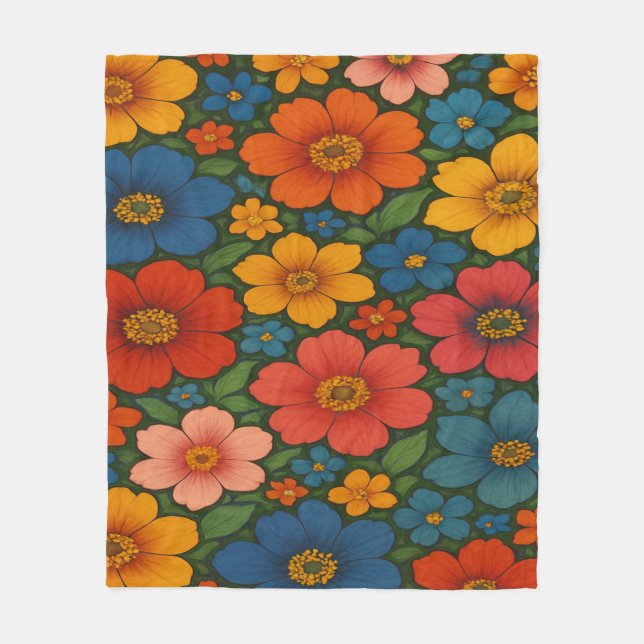 Cobertor De Velo Padrão De Flor Selvagem Brilhante (Frente)