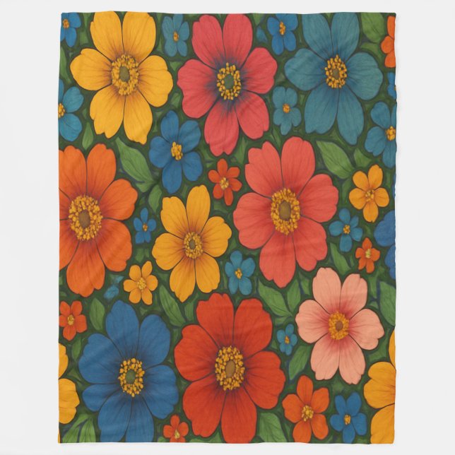 Cobertor De Velo Padrão De Flor Selvagem Brilhante (Frente)