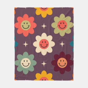 Cobertor De Velo Padrão de Flor Sorridente Groovy   Flor de Margari