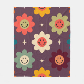 Cobertor De Velo Padrão de Flor Sorridente Groovy | Flor de Margari