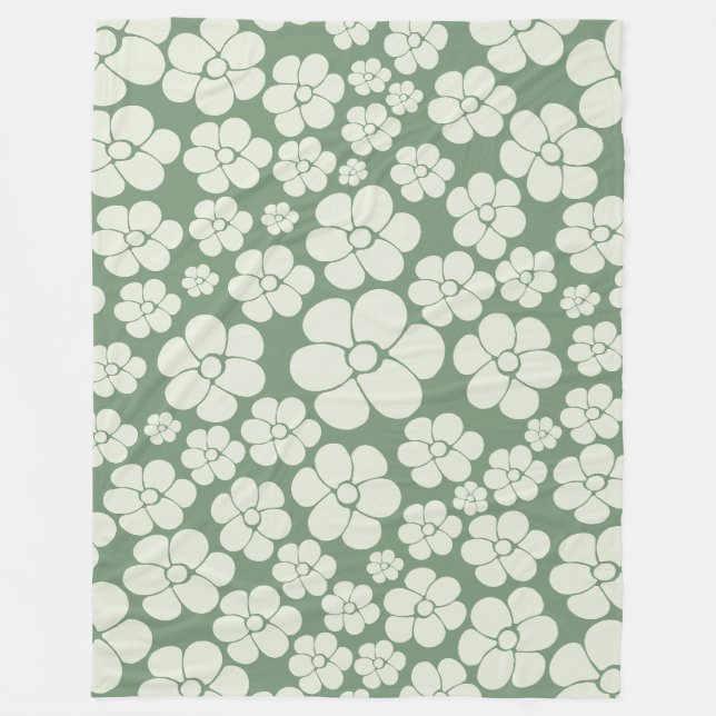 Cobertor De Velo Padrão de Flor - Verde (Frente)