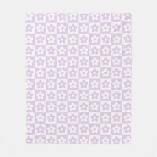 Cobertor De Velo Padrão de Flor Verificado com Retro Roxo Pastel