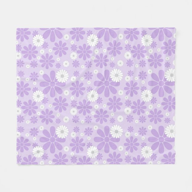 Cobertor De Velo Padrão de Florais Pastel LAVANDA (Frente (Horizontal))