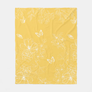 Cobertor De Velo Padrão de Flores Amarelas, Floral, Minimalista