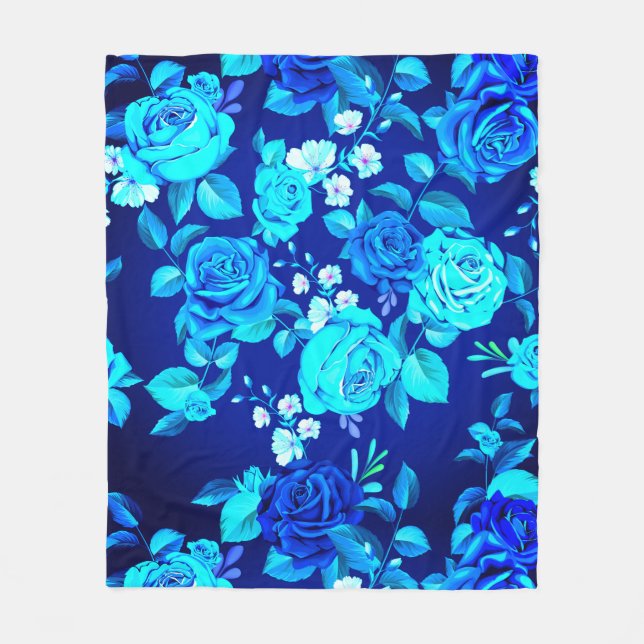 Cobertor De Velo Padrão de Flores de Rosa Azul Clássico-87600 (Frente)