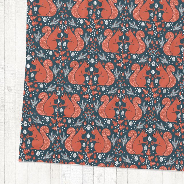 Cobertor De Velo Padrão de Floresta de Esquilo (Red squirrel woodland forest nature pattern cozy fleece blanket)