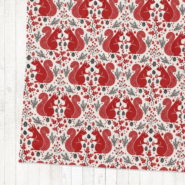 Cobertor De Velo Padrão de Floresta de Esquilo (Red squirrel woodland forest nature pattern cozy fleece blanket)