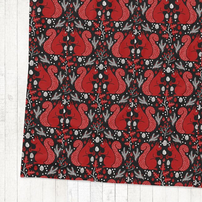 Cobertor De Velo Padrão de Floresta de Esquilo (Red squirrel forest woodland pattern cozy fleece blanket)