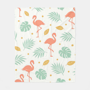 Cobertor De Velo Padrão de Folha Tropical Flamingo Coral