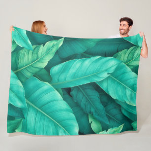 Cobertor De Velo Padrão de Folha Tropical Verde Vibrante