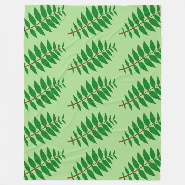 Cobertor De Velo Padrão de Folha Verde (Frente)