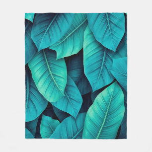 Cobertor De Velo Padrão de Folhagem de Banana Verde com Aquarela