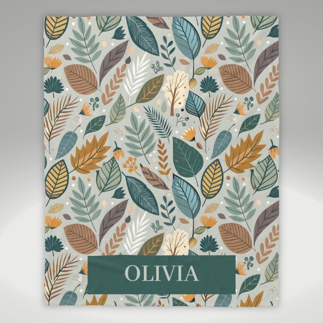 Cobertor De Velo Padrão de Folhas Botânicas Elegantes Modernas (Criador carregado)