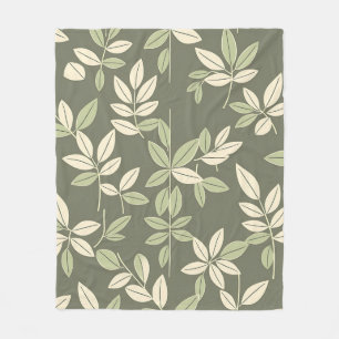 Cobertor De Velo Padrão de Folhas Botânicas Olive Sage