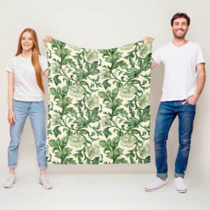 Cobertor De Velo Padrão de folhas de acanto verde escuro ornamentad
