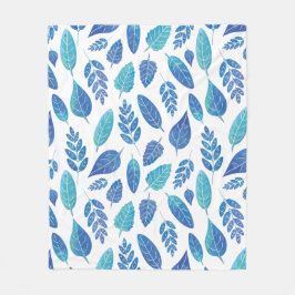 Cobertor De Velo Padrão de Folhas de Aquarela Azul