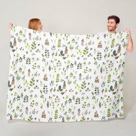 Cobertor De Velo Padrão de Folhas de Eucalipto Coloridas com Aquare