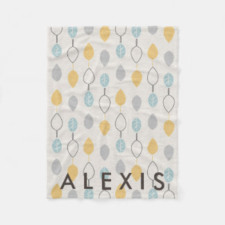 Cobertor De Velo Padrão de Folhas Reproduzíveis com Nome