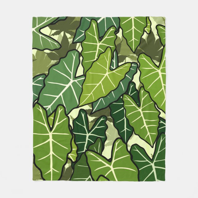 Cobertor De Velo Padrão de Folhas Verdes (Frente)
