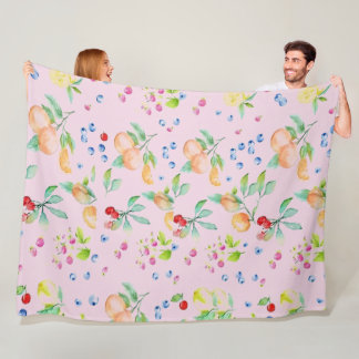 Cobertor De Velo Padrão de Frutas em Aquarela Doce Cottagecore