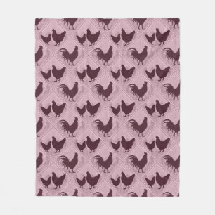 Cobertor De Velo Padrão de Galinha Rústica de Fazenda – Em Rosa