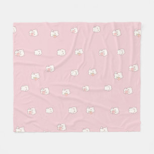 Cobertor De Velo Padrão de Gato Branco Fofo – Corações e Flores Kaw