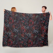 Padrão de Gato Preto Gótico e Flores Escuras