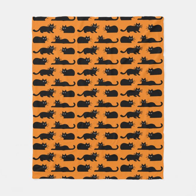Cobertor De Velo Padrão de Gatos Pretos | Gatinhos Preto e Laranja (Frente)