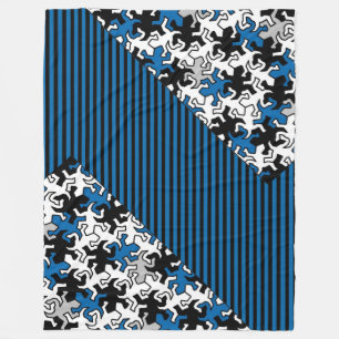 Cobertor De Velo Padrão de Geckos Mosaicos - cinzas brancas e preta