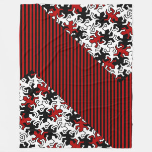 Cobertor De Velo Padrão de Geckos Mosaicos - preto vermelho