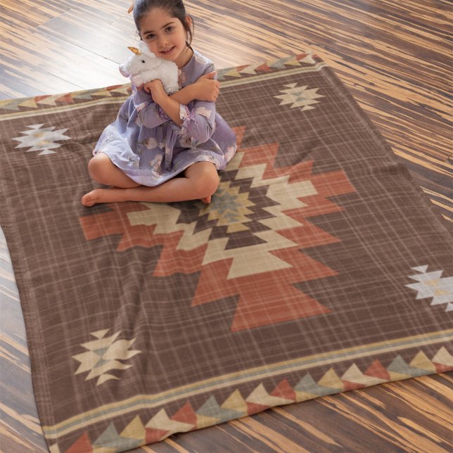 Cobertor De Velo Padrão de Geometria Marrom Indígena Nativo America (Criador carregado)