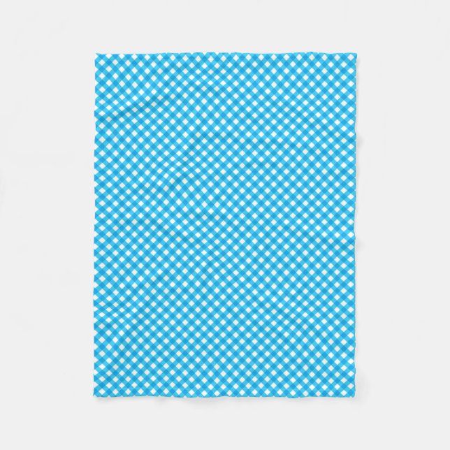 Cobertor De Velo Padrão de Gingham Azul Brilhante (Frente)