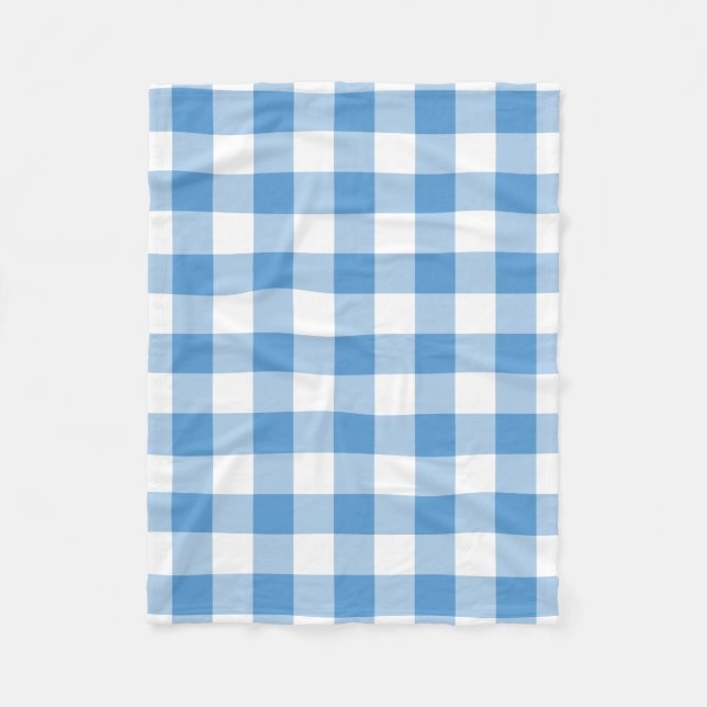 Cobertor De Velo Padrão de Gingham Branco e Azul Claro (Frente)