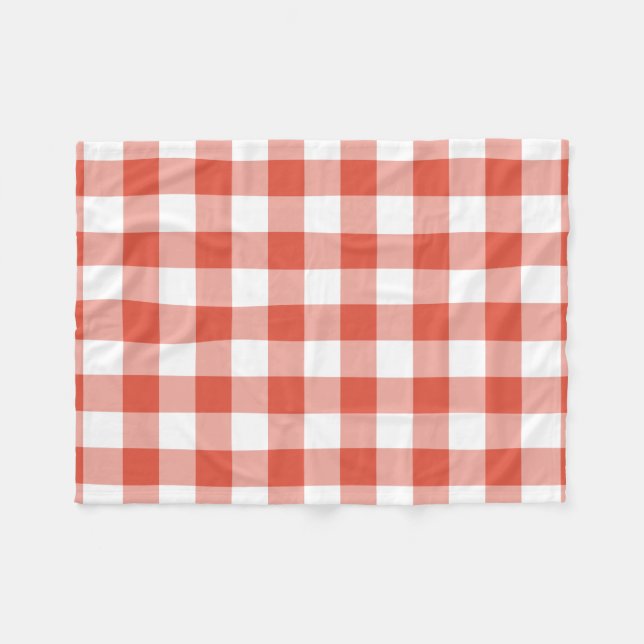 Cobertor De Velo Padrão de Gingham Branco e Laranja (Frente (Horizontal))