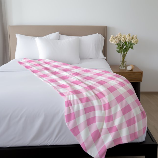 Cobertor De Velo Padrão de Gingham Cor-de-Rosa (Criador carregado)