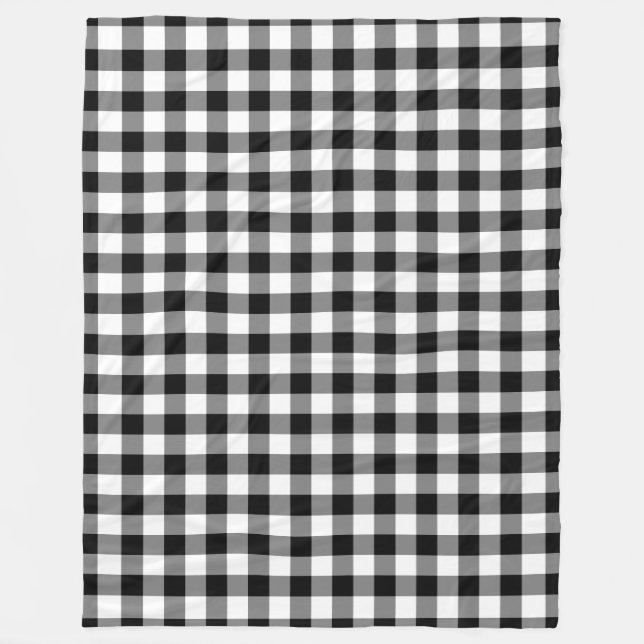 Cobertor De Velo Padrão de Gingham Preto e Branco (Frente)