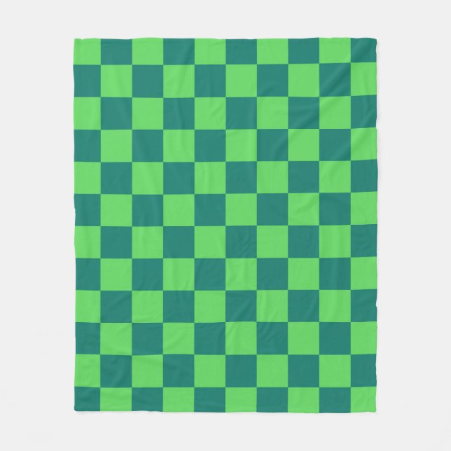 Cobertor De Velo Padrão de Gingham Verde Azul (Frente)