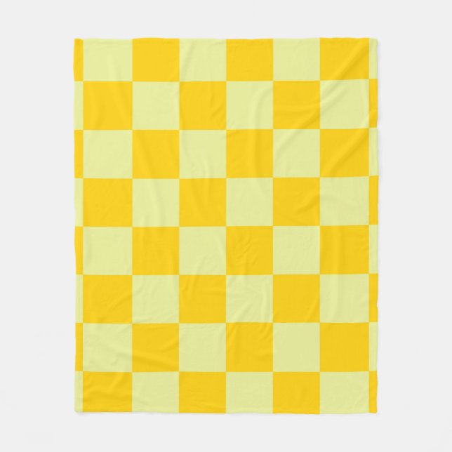 Cobertor De Velo Padrão de Gingham Verificado Amarelo (Frente)
