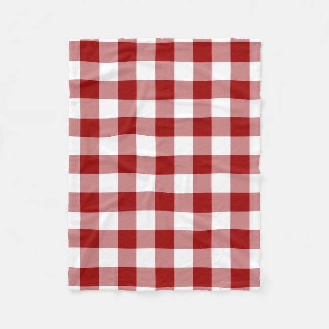 Cobertor De Velo Padrão de Gingham Vermelho e Branco (Frente)