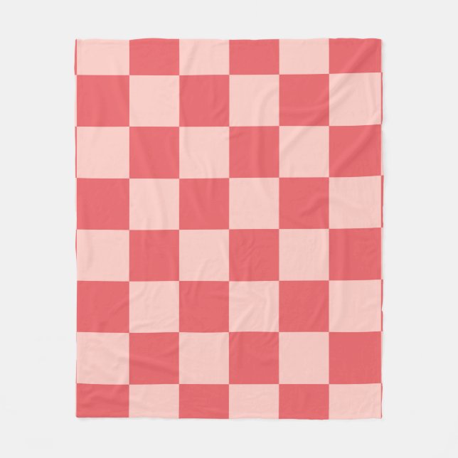 Cobertor De Velo Padrão de Gingham Vermelhos Rosa Verificado (Frente)