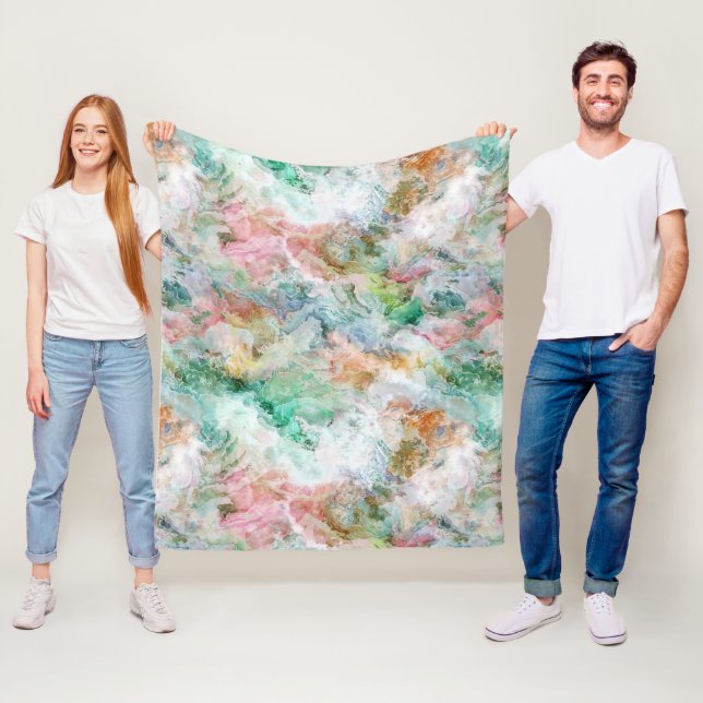 Cobertor De Velo Padrão de Grunge de Aquarela Abstrata do Oceano  (In Situ)