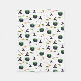 Cobertor De Velo Padrão de Halloween da Bruxa Broom Caldron