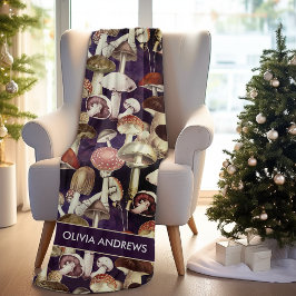 Cobertor De Velo Padrão de horta de cogumelos azuis