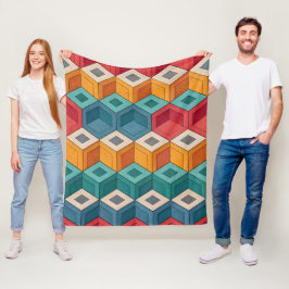 Cobertor De Velo Padrão de Ilusão de Cubo 3D Colorido | Profundidad