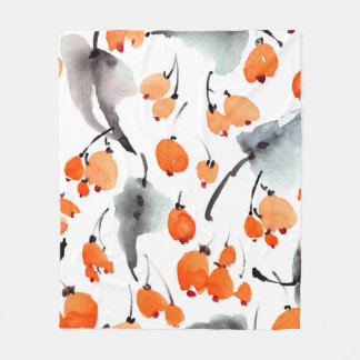 Cobertor De Velo Padrão de ilustração das amoras aquáticas e folhas
