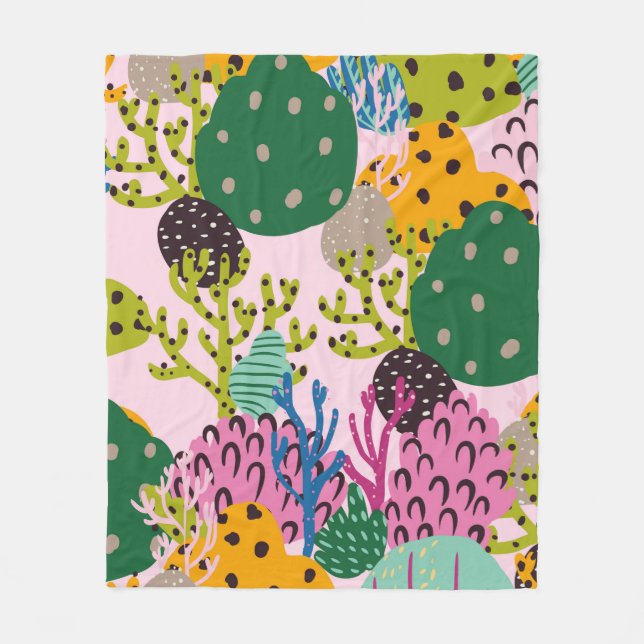 Cobertor De Velo Padrão de ilustração submarina brilhante com belez (Frente)