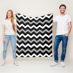 Cobertor De Velo Padrão de Impressão Chevron Preto Branco e Cinza