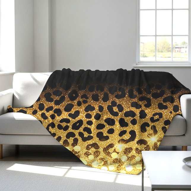 Cobertor De Velo Padrão de Impressão de Leopardo com Brilho Dourado (Criador carregado)